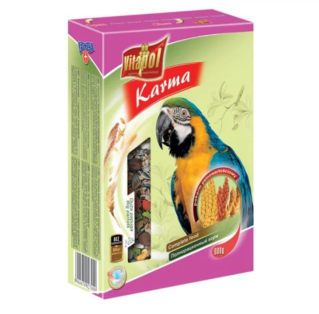 Корм Vitapol Karma повнораціонний, для великих папуг, 900 г
