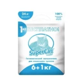 Древесный наполнитель SuperCat для туалета стандарт, 6+1 кг, синий