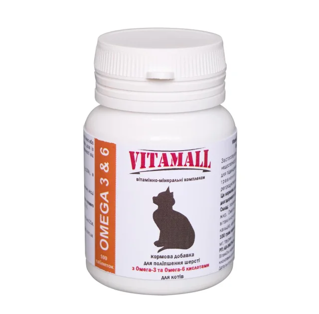 Кормовая добавка VitamAll для улучшения шерсти, для котов, 100 табл/50 г