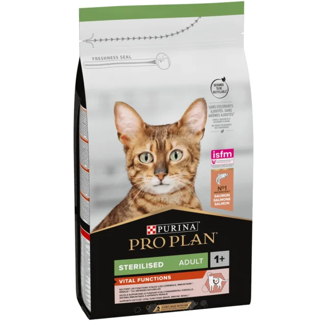 Сухой корм Purina Pro Plan Cat Sterilised Salmon для стерилизованных кошек, с лососем, 1.5 кг