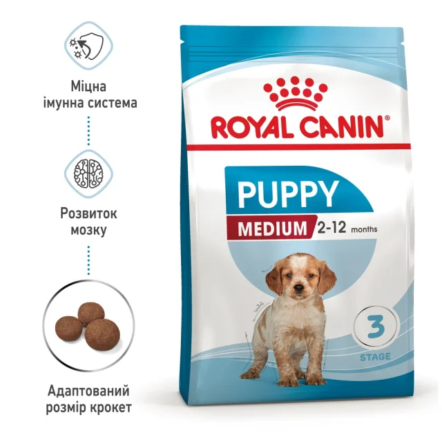 Сухой корм Royal Canin Medium Puppy для щенков средних пород до 12 месяцев, 4 кг