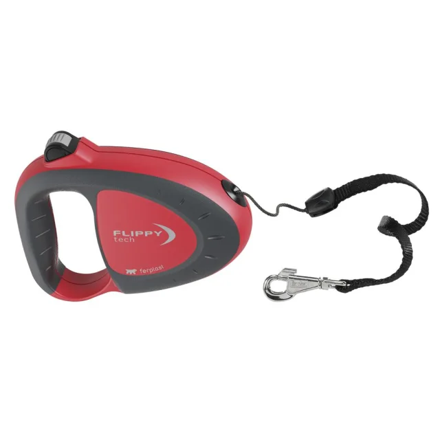Поводок-рулетка для собак до 50 кг Ferplast Flippy Tech Cord L Red, со шнуром, красный, 5 м