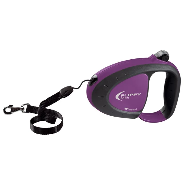 Поводок-рулетка для собак до 25 кг Ferplast Flippy Tech Cord M Purple со шнуром, фиолетовый, 5 м