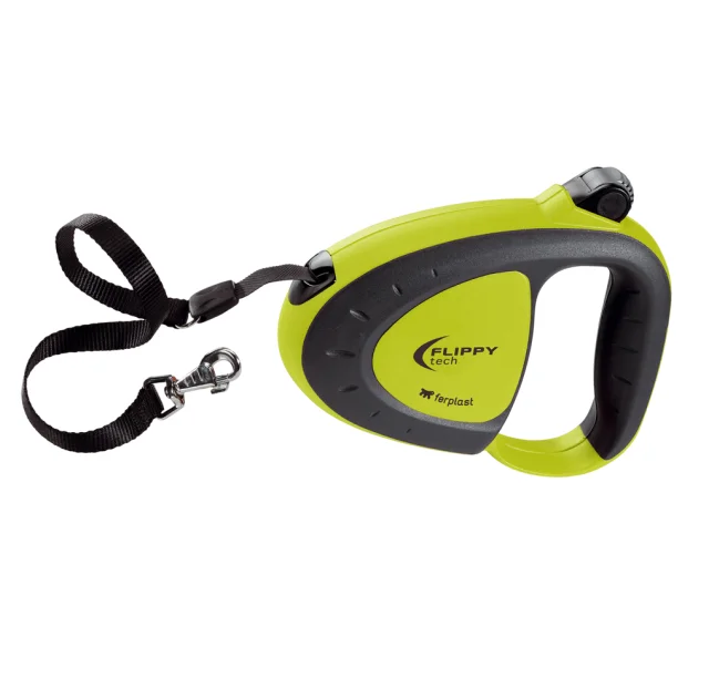 Поводок-рулетка для собак до 50 кг зі стрічкою Ferplast Flippy Tech Tape L Green, зелений, 5 м