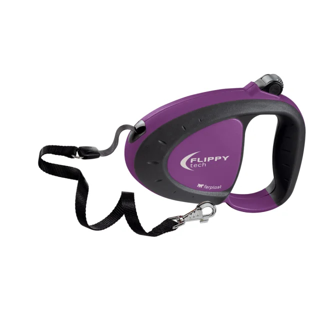 Поводок-рулетка для собак до 50 кг с лентой Ferplast Flippy Tech Tape L Purple, фиолетовый, 5 м