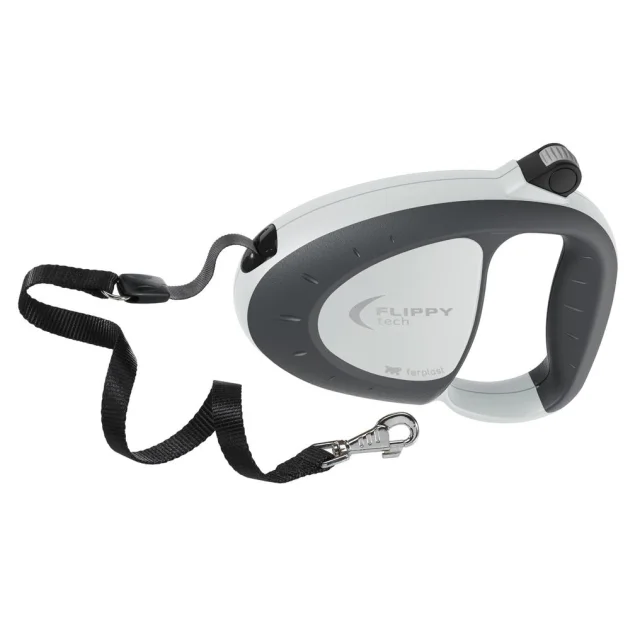Поводок-рулетка для собак до 25 кг Ferplast Flippy Tech Tape M Grey зі стрічкою, сірий, 3 м