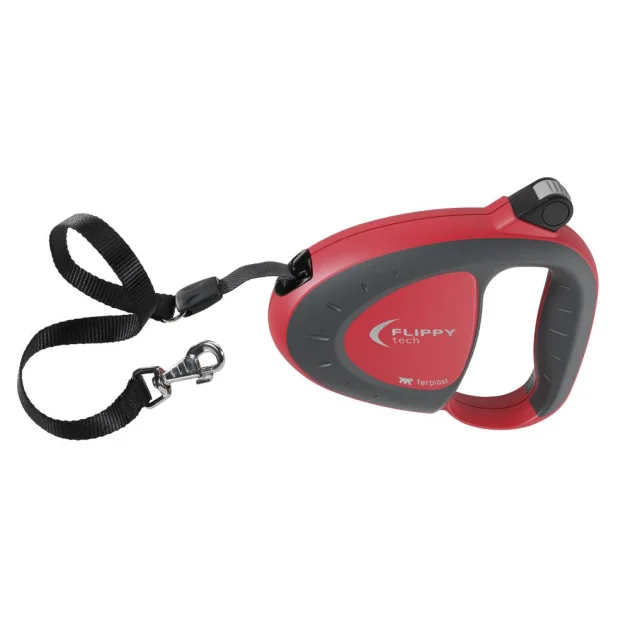 Поводок-рулетка для собак до 25 кг Ferplast Flippy Tech Tape M Red зі стрічкою, червоний, 3 м