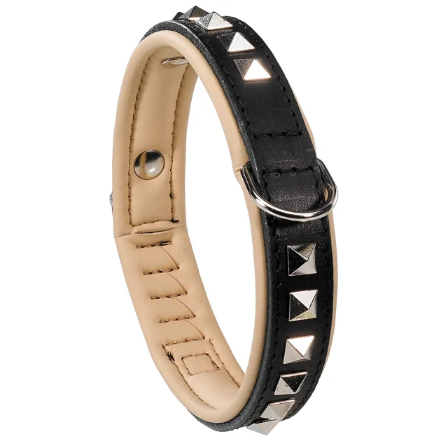 Шкіряний нашийник з металевими аплікаціями Giotto Luxor Black C30 / 67 для собак, A: 59 ÷ 67 см - B: 30 мм