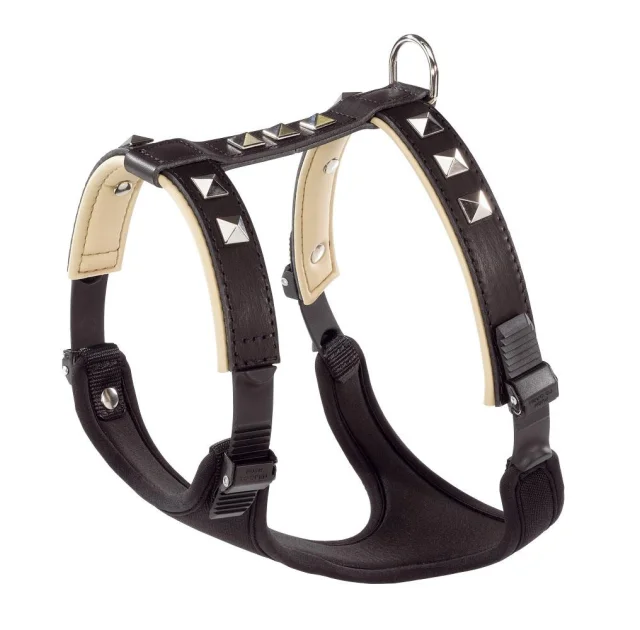 Шкіряна шлейки з металевими аплікаціями, чорна Giotto Luxor P Medium Harness для собак