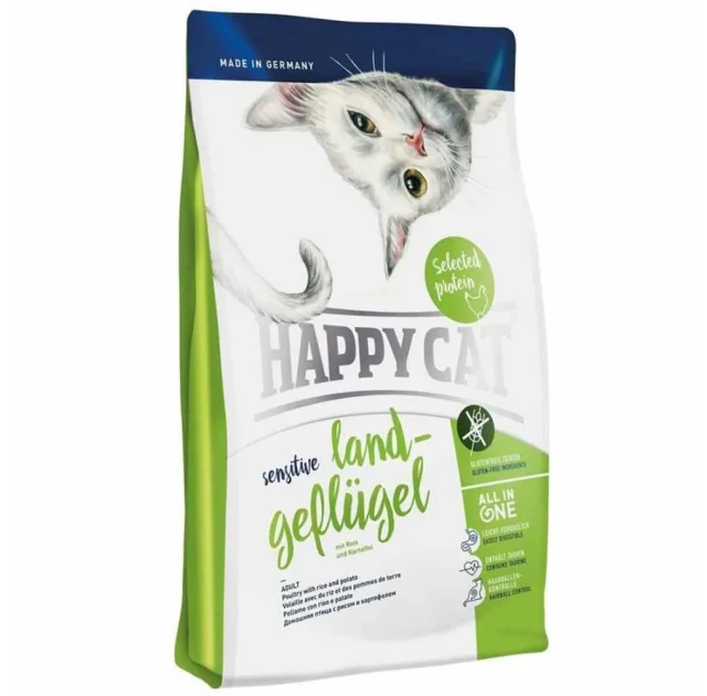 Сухий корм Happy Cat Sensitive Land-Geflugel для кішок з чутливим травленням, з птахом, 300 г