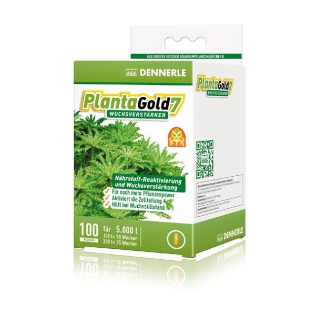 Стимулятор росту Dennerle PlantaGold 7 для всіх акваріумних рослин в капсулах, 100 шт.