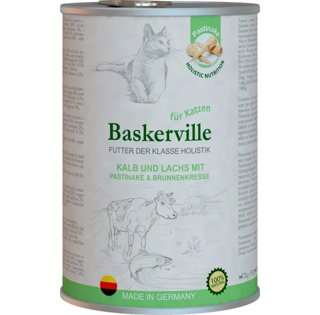 Вологий корм Baskerville Holistic Kalb und Lachs для котів, телятина і лосось, 400 г