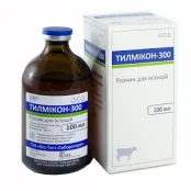 Розчин BioTestLab Тілмікон-300 при захворюваннях органів дихання, пневмонією для ВРХ, птиці, 100 мл