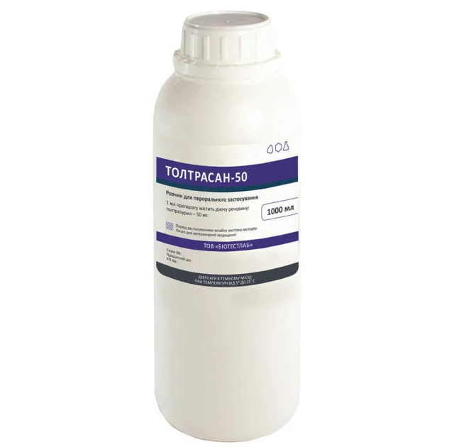 Раствор BioTestLab Толтрасан-50 при эймериозах для КРС, птицы, кроликов, 1 л