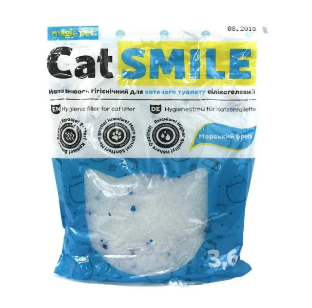 Силікагелевий наповнювач Magic Pet Cat Smile для котячих туалетів, з морським ароматом 3, 6 л (1,8 кг)