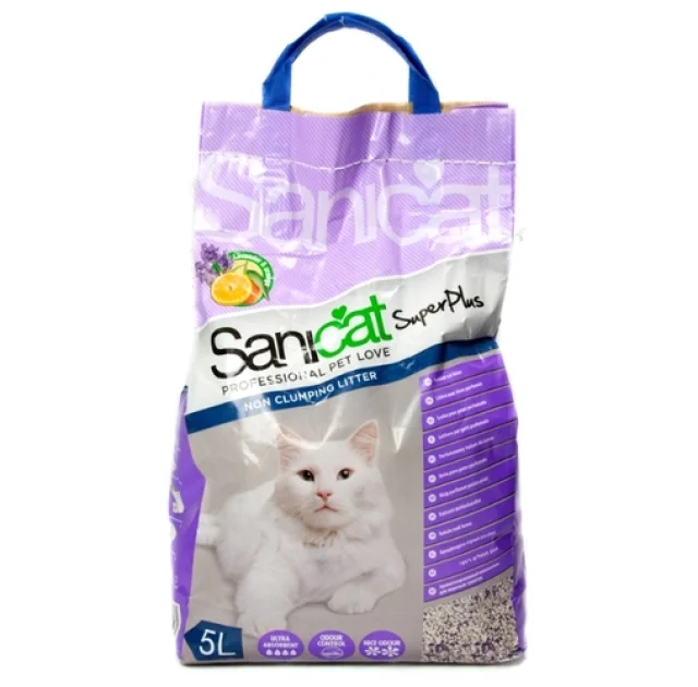 Грудкує наповнювач Sanicat SuperPlus для котячих туалетів з ароматом апельсина і лаванди, 5 л (3, 1 кг)