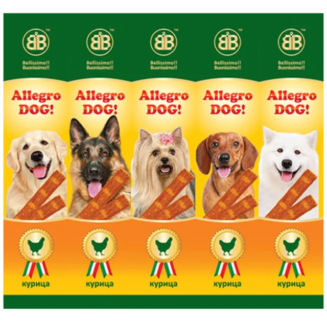 Ковбаски B&B Allegro Dog для собак, зі смаком курки, 5×10 г