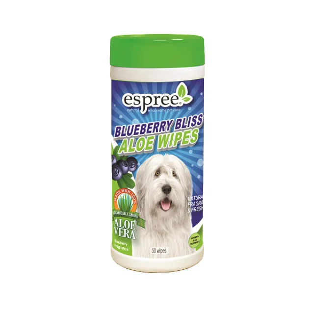 Влажные салфетки Espree Blueberry Bliss Wipes для собак с алоэ вера и экстрактом черники, 50 шт