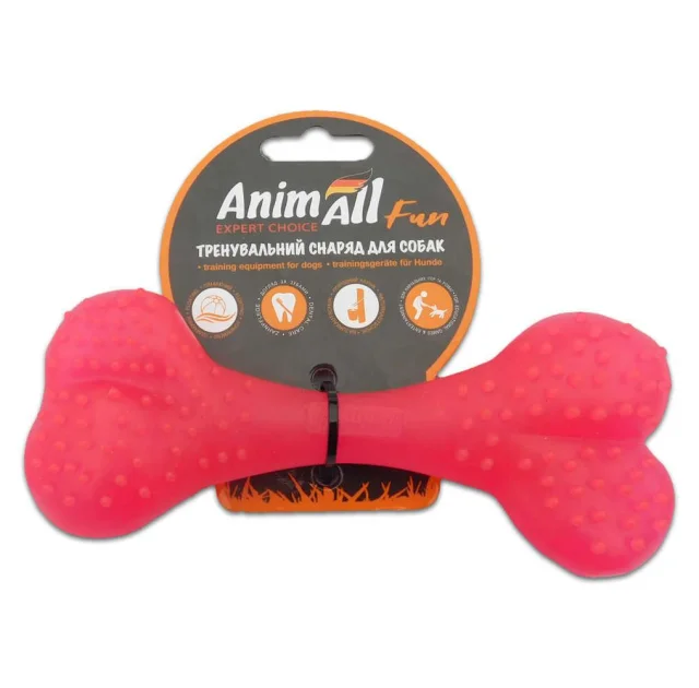 Игрушка AnimAll Fun кость, коралловая, 15 см