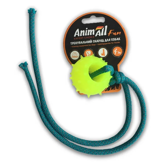 Іграшка AnimAll Fun куля з канатом, жовта, 4 см