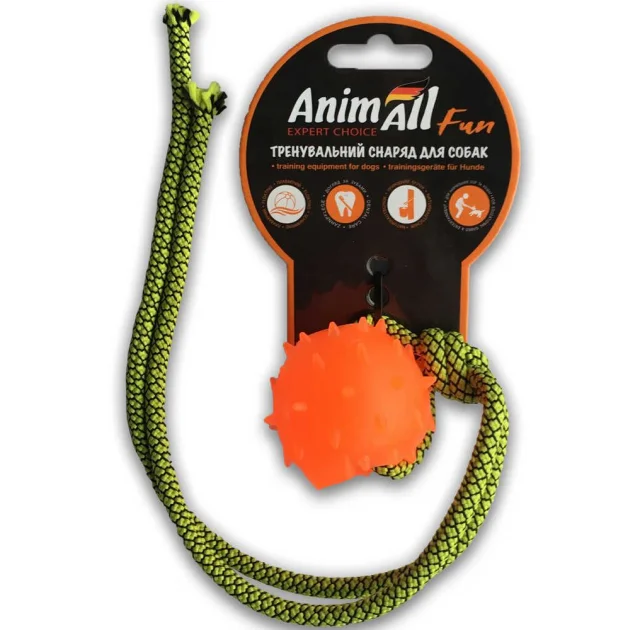 Іграшка AnimAll Fun куля з канатом, помаранчева, 4 см