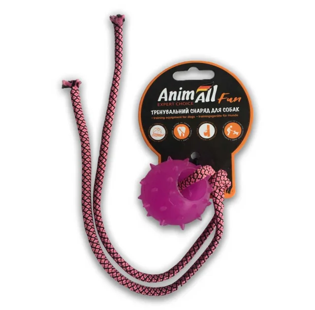 Іграшка AnimAll Fun куля з канатом, фіолетова, 4 см