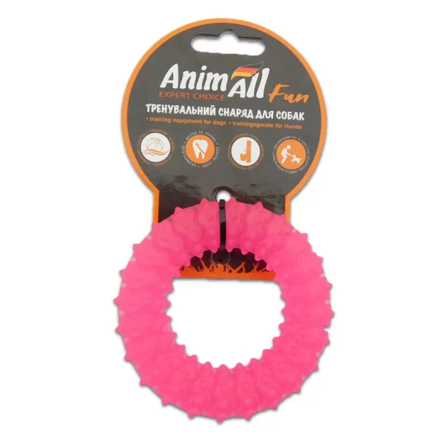 Игрушка AnimAll Fun кольцо с шипами, коралловое, 9 см
