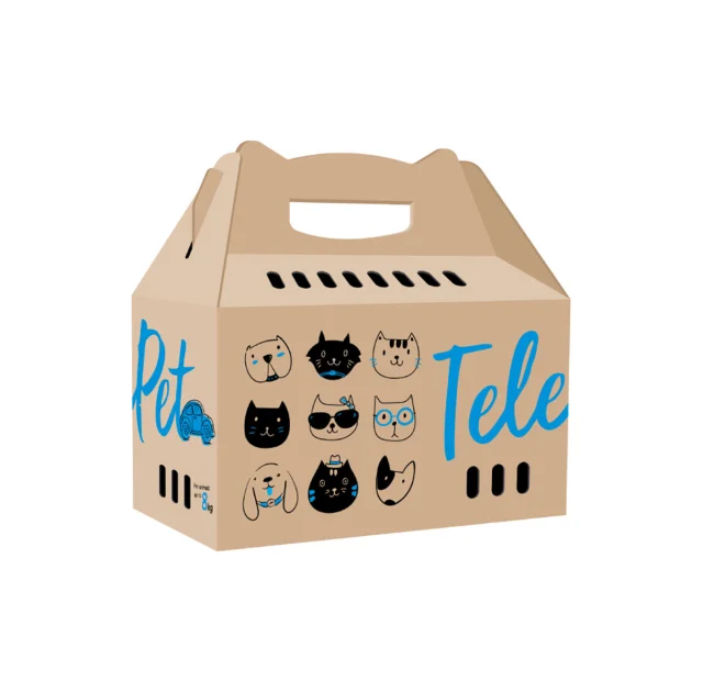 Коробка-переноска Collar TelePet для кошек и собак до 8 кг, бежевая, 45.5×22×43.5 см