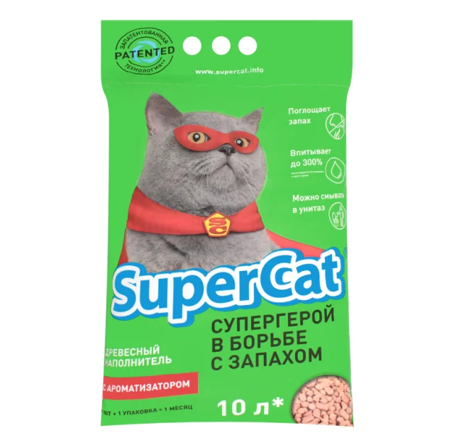 Наполнитель для туалета Super Cat с ароматом 3 кг, зеленый