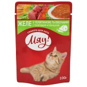 Консерва Мяу телятина з овочами в желе для котів, 85 г