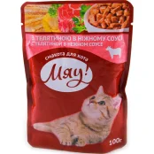 Консерва Мяу телятина в ніжному соусі для котів, 85 г