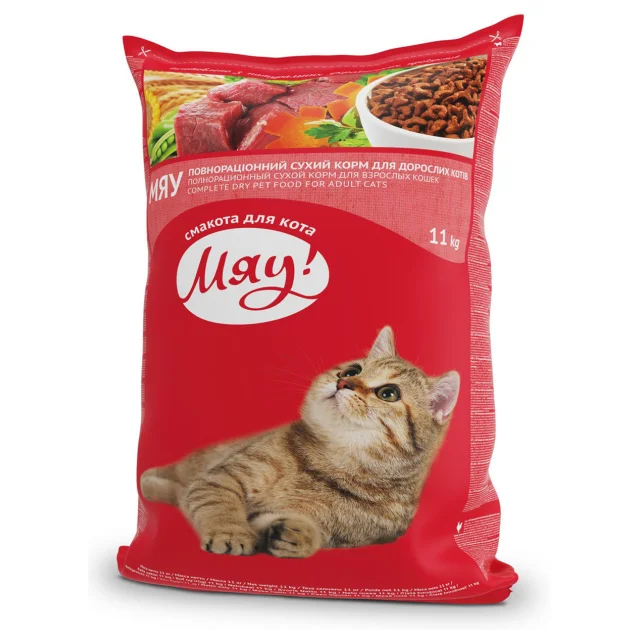 Сухий корм Мяу з телятиною для котів, 11 кг