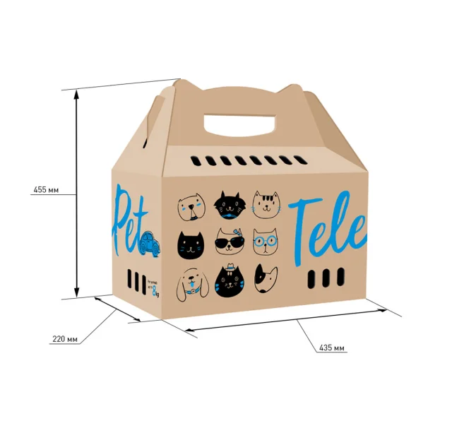 Коробка-переноска Collar TelePet для кошек и собак до 8 кг, бежевая, 45.5×22×43.5 см