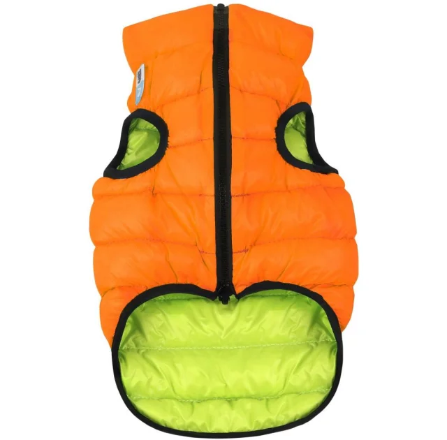 Двусторонняя светящаяся куртка AiryVest Lumi S30 для собак, салатово-оранжевая