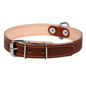 Ошейник двойной для собак 14 мм, 27-35 см, коричневый