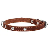 Ошейник одинарный с украшением для собак 12 мм, 24-32 см, коричневый