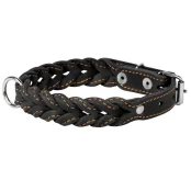 Ошейник двойная коса для собак 14 мм, 27-35 см, черный