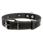 Ошейник одинарный с украшением для собак 20 мм, 32-40 см, черный
