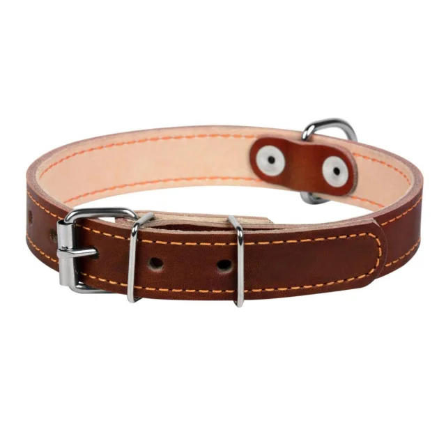 Ошейник двойной для собак 20 мм, 32-40 см, коричневый