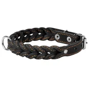 Ошейник двойная коса для собак 20 мм, 32-40 см, черный