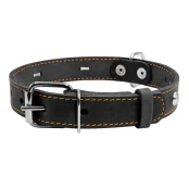 Ошейник одинарный с украшением для собак 25 мм, 38-50 см, черный