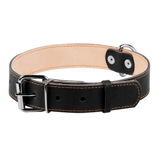 Ошейник двойной для собак 35 мм, 48-63 см, черный