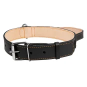Ошейник двойной с ручкой для собак 35 мм, 48-63 см, черный