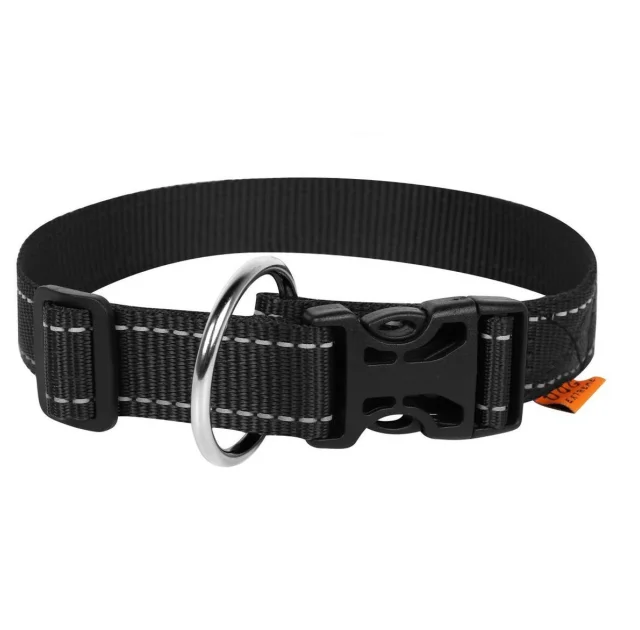 Нейлоновий нашийник Dog Extreme для собак, регульований, 20 мм, 25-40 см, чорний