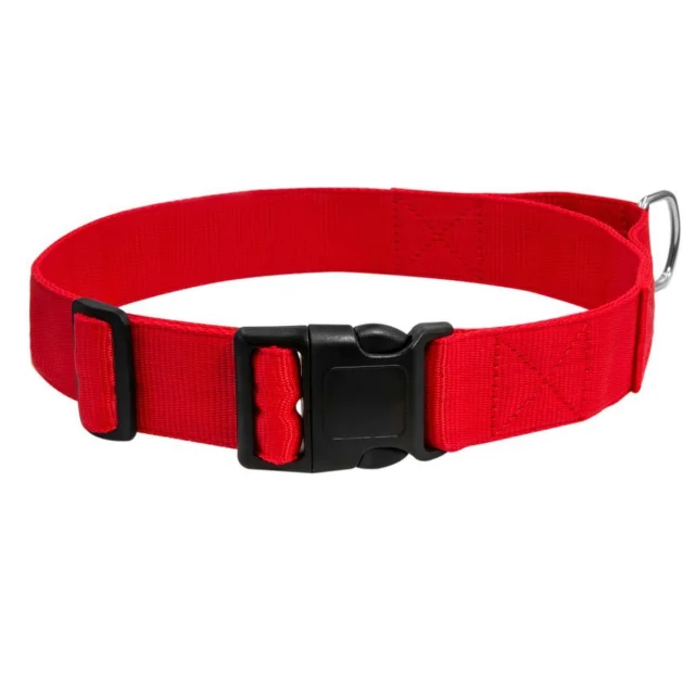 Нейлоновий нашийник з ручкою Dog Extreme для собак, регульований, 40 мм, 55-75 см, червоний