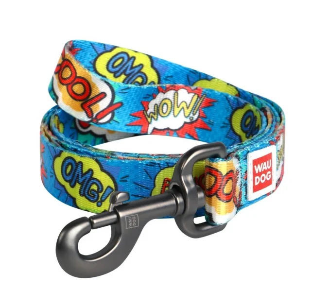 Поводок Waudog Nylon с рисунком Вау для собак 25 мм, 122 см