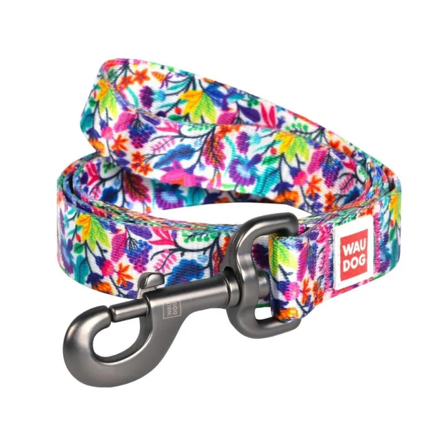 Поводок Waudog Nylon с рисунком Волшебные цветы для собак 20 мм, 122 см