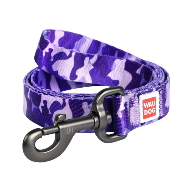 Поводок Waudog Nylon с рисунком Фиолетовый камо для собак 20 мм, 122 см