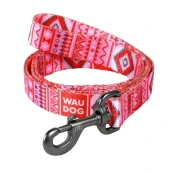 Поводок Waudog Nylon с рисунком Этно красный для собак 25 мм, 122 см