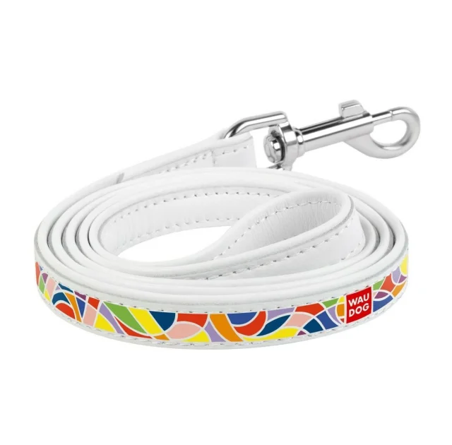Поводок Waudog Printed с рисунком Витраж для собак 18 мм, 122 см, белый
